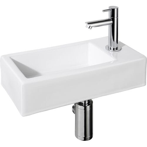Fonteinset Differnz Helios Rechthoek Rechts 37.5x18.5x9.5cm Keramiek Wit