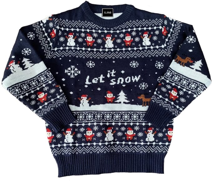 Kersttrui "Let it Snow" Kind - Blauw - Maat 128