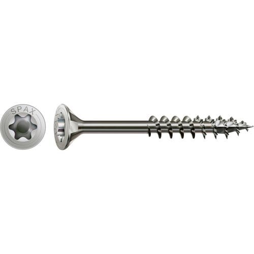 SPAX Universele schroef 8 x 100 mm, Verzonken kop, T-STAR PLUS T40, Deeldraad, RVS A2 - 50ST