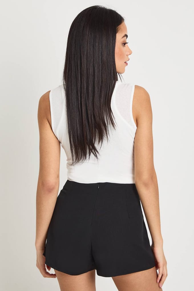 boohoo Dames Geweven Zak Voorkant Skort | Black | Maat: 8