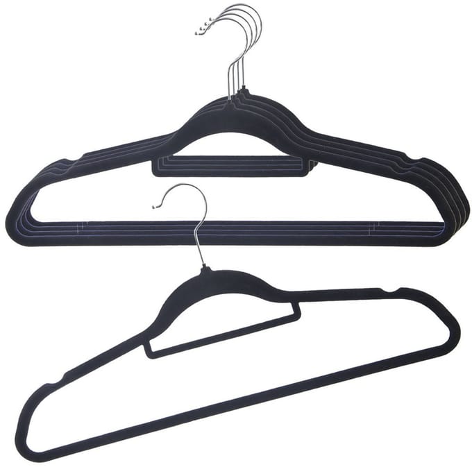 Orion Vilde - Kledinghanger Set - Zwart - Welour - Roterende Haak