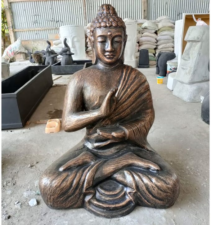 Grote Antieke Gouden Boeddha Mediterend in Stupa - 1,5m