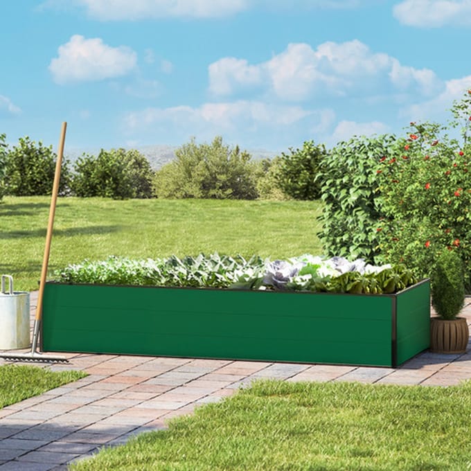 195 x 77 x 39 cm Moestuinbak Halfsize, Groen