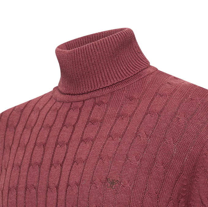 Cappuccino Italia - Heren Trui Pullover Aosta Cable - Rood - Maat M
