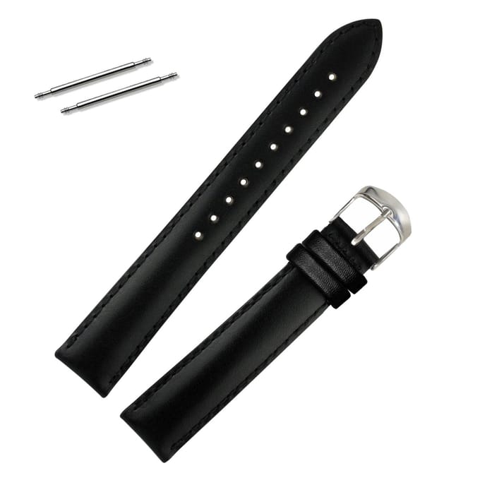 Fako® - Horlogebandje - Echt Leer - Super Soft - 16mm - Zwart