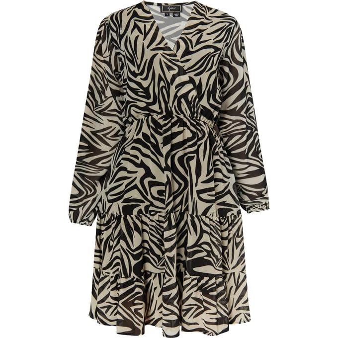 Faina Jurkje met zebraprint Dames beige/ zwart