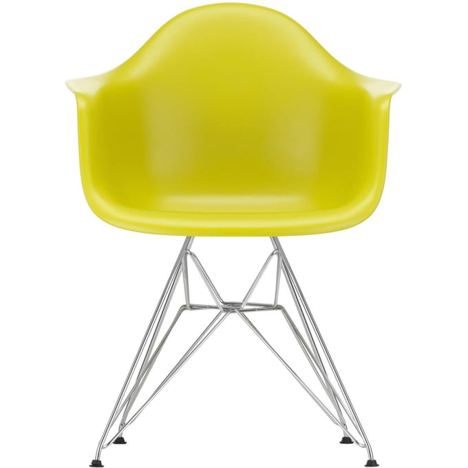 Vitra - DAR Eames Plastic Armchair - mosterd RE - verchroomd - geel