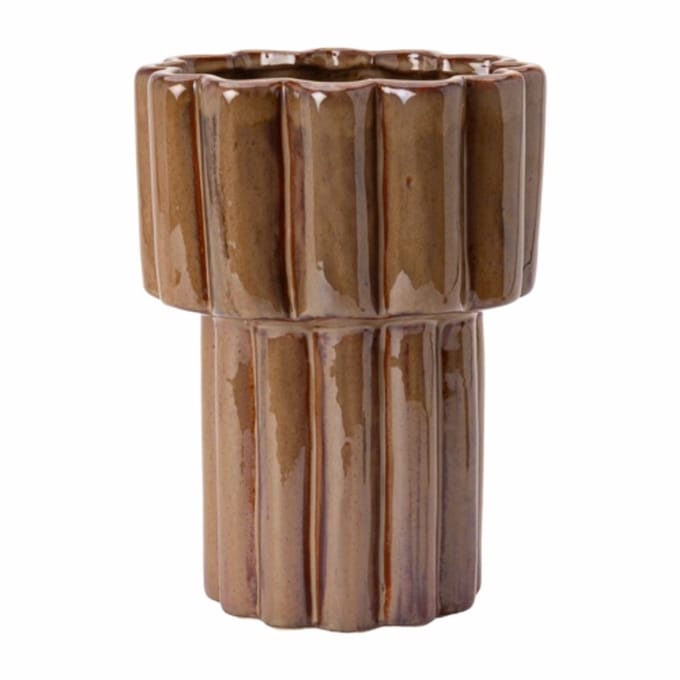by fonQ Ceramic Vaas H26 cm - Brown