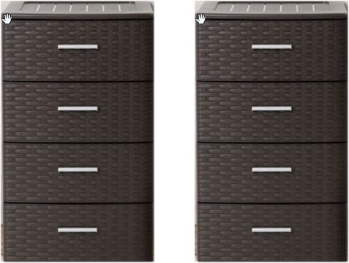Plasticforte Bureau organizer - 2x stuks - 4 lades - rotan bruin - 39 x 36 x 61 cm - Ladeblok