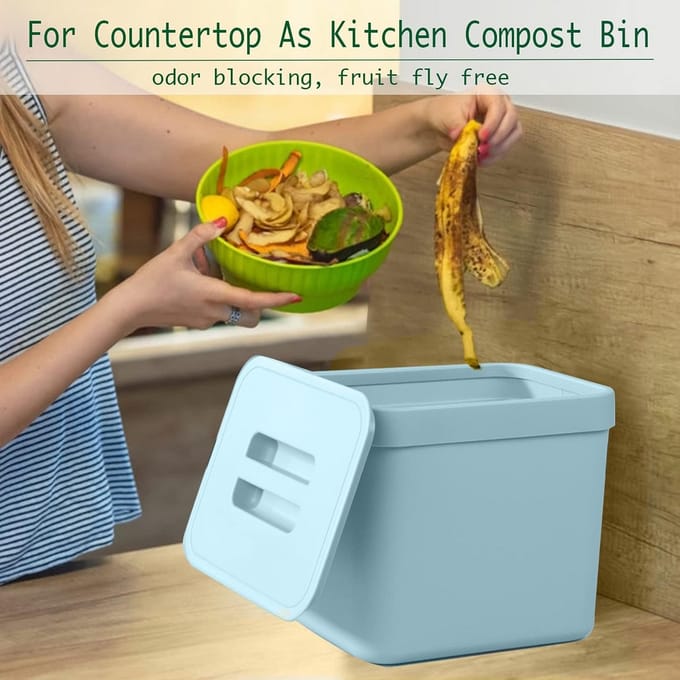 Hangende Keuken Compostbak met Deksel voor Kastdeur en Onder Gootsteen