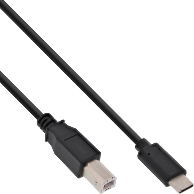 USB-C naar USB-B kabel - USB2.0 - tot 3A / zwart - 2 meter