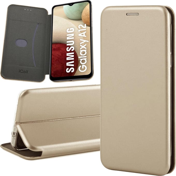 Hoesje geschikt voor Samsung Galaxy A12 - Book Case Kunstleer ThinShield Goud