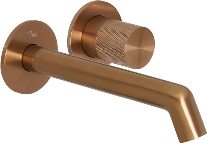Ben Engraved Cross afdekset voor inbouw wastafelkraan geborsteld koper pvd-coating