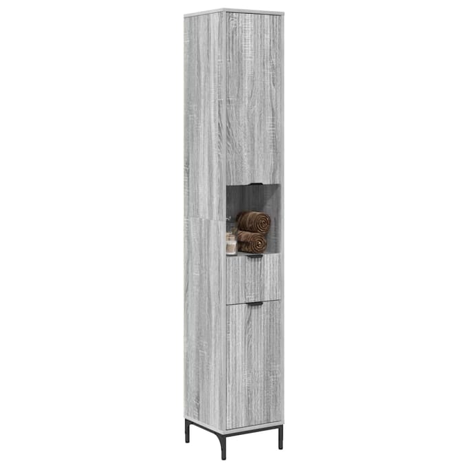 vidaXL - Badkamerkast - Grijs - Sonoma - 31,5 - x - 33 - x - 190 - cm