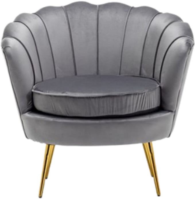 Russle Velvet Schelp Fauteuil/Stoel Grijs