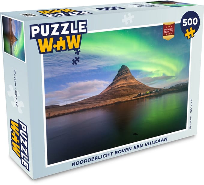 Puzzel Noorderlicht boven een vulkaan - Legpuzzel - Puzzel 500 stukjes