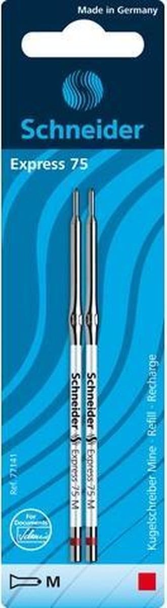 Schneider balpenvulling - Express 75 - penpunt M - rood - blister a 2 stuks - S-77141
