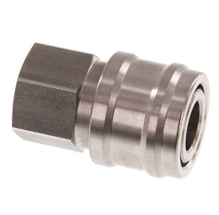 RVS DN 7.2 (Euro) Luchtkoppeling Snelkoppeling G 3/8 inch Binnendraad Double Shut-Off - CLS7-F-S-SV-038