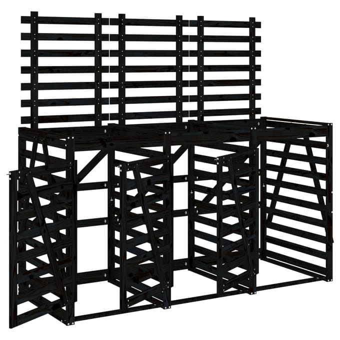 vidaXL - Containerberging - drievoudig - massief - grenenhout - zwart