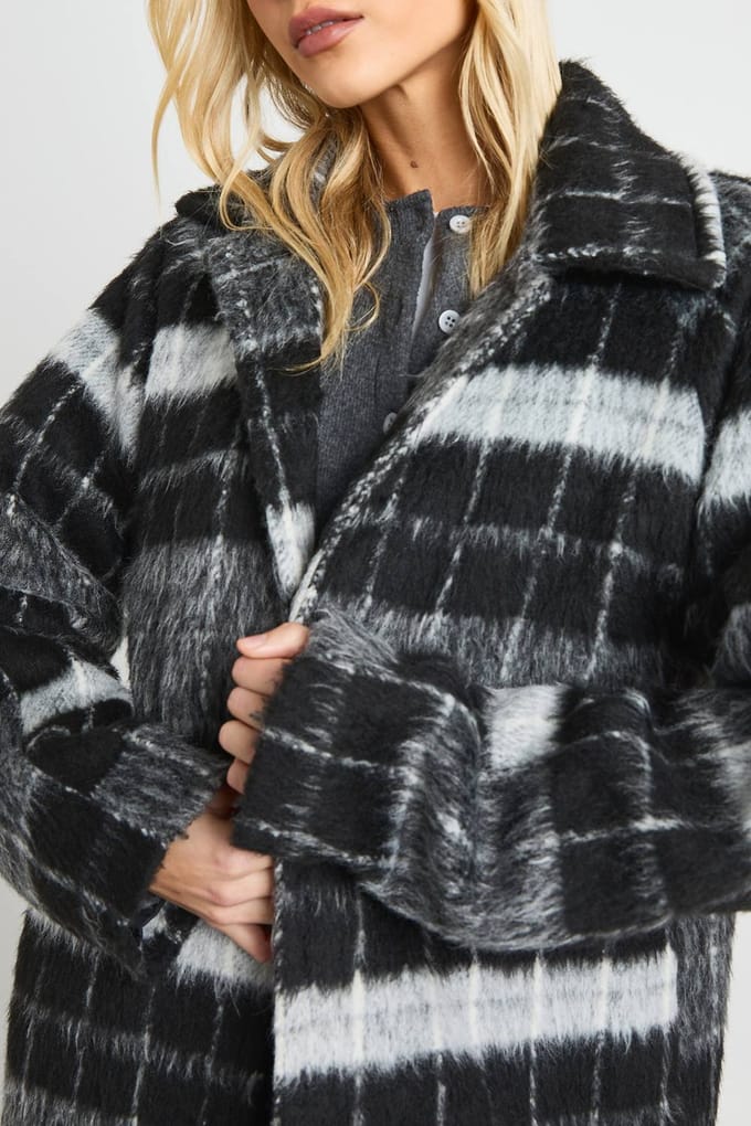 boohoo Dames Oversized geruite wol-lookjas | Black | Maat: 10