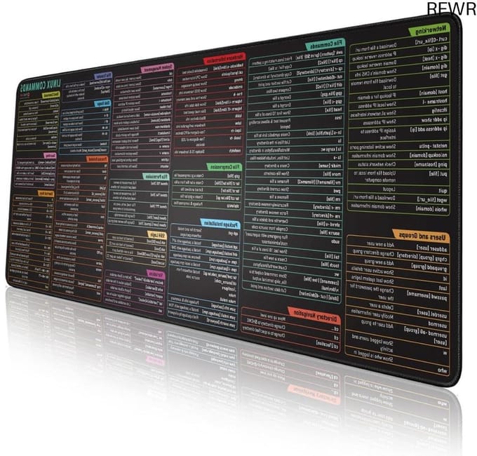 RFWR® Grote muismat met Linux Opdrachtregels - Antislip Gaming Bureauonderlegger voor Programmers