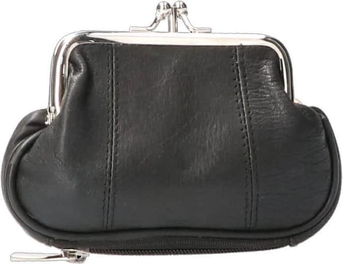 Leather Design Beugel Beursje Zwart