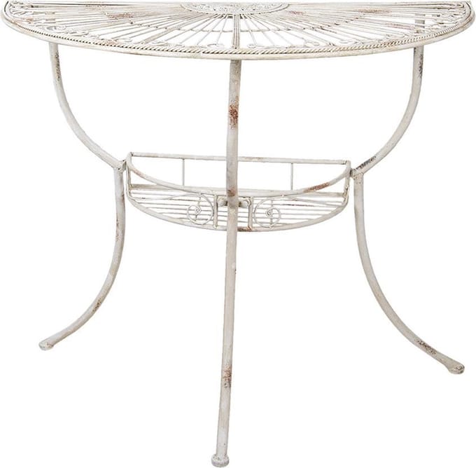 Clayre & Eef Sidetable 90x48x76 cm Wit IJzer