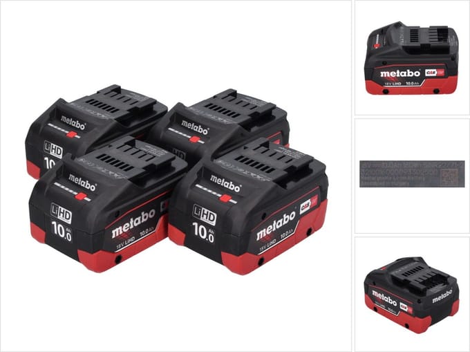 Metabo LiHD accupack set 4x 18 V 10,0 Ah CAS-systeem ( 4x 625549000 )
