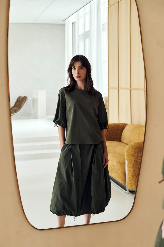 Pamela jersey/taffeta mix blouse | Army - Army / M