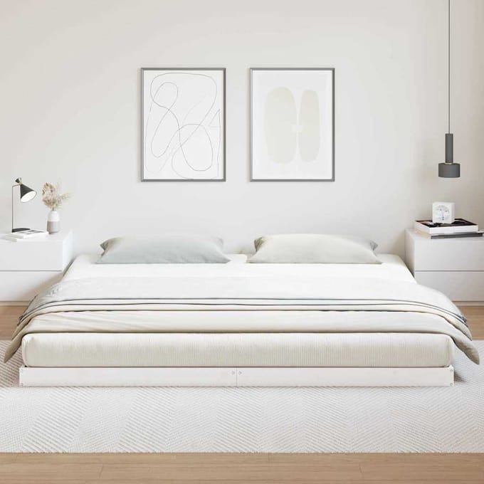 vidaXL - Vloerbedframe - Wit - 213,5 - x - 184 - x - 9 - cm - Massief - grenenhout