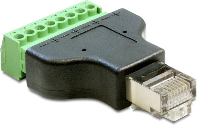 Delock - Adapter RJ45 Stecker - Terminalblock 8 Pin 2-teilig