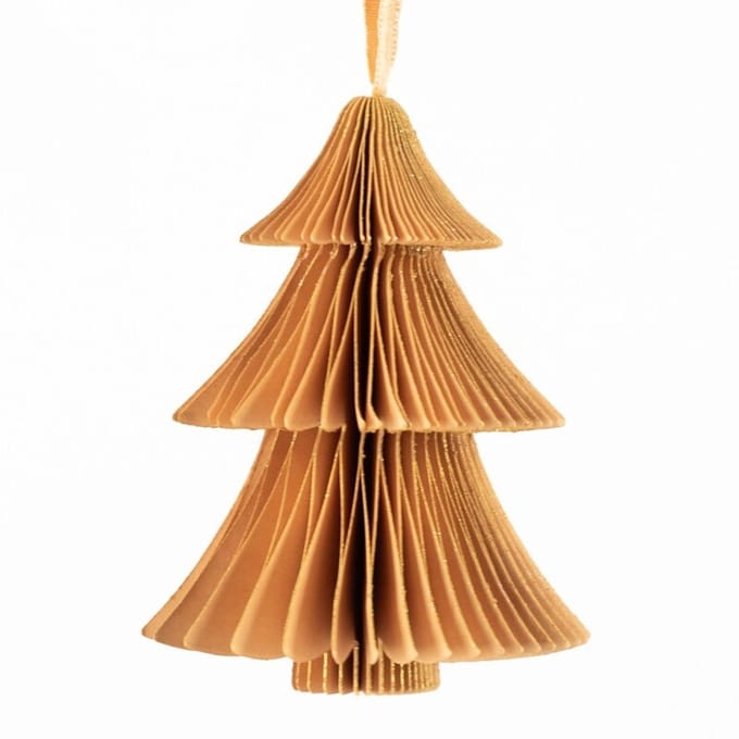 Papieren honeycomb kerstboom oranje