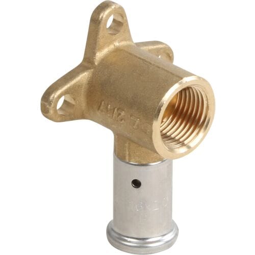Henco 2PK muurplaat - 1/2 binnendraad x 16 mm pers messing