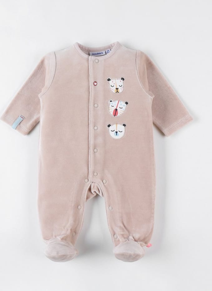 Noukie's - Pyjama - Velour - Unie - Babou & Kendi - 0 maand 50