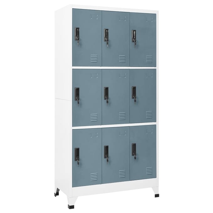 vidaXL - Lockerkast - 90x45x180 - cm - staal - lichtgrijs - en - donkergrijs