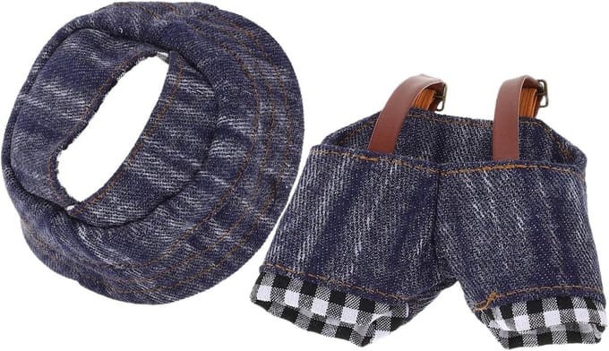 Poppen Kleding Set - Speelgoed Accessoires - Poppen Aankleden - Stijlvolle Denim Details - 8.5 x 8.5 CM - Multi