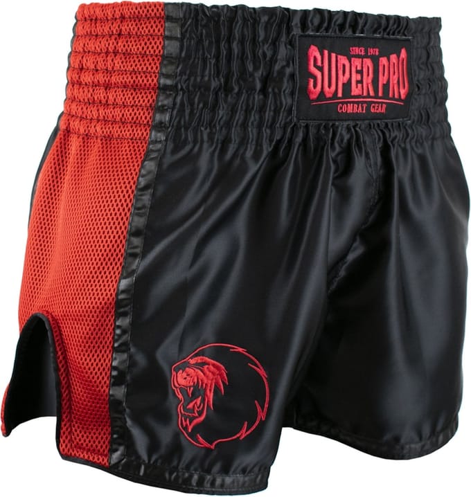 Super Pro Combat Gear Thai en Kickboksshort Brave Zwart/Rood Extra Small