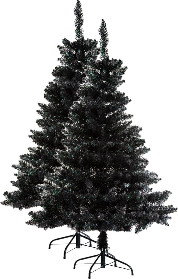 Feeric lights & christmas Kunstkerstboom - 2x stuks - zwart - kunststof - H180 cm - met voet