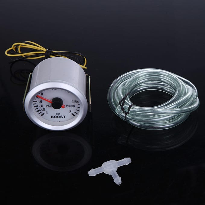 Turbo Boost Vacuüm Persmeter Meter voor Auto Auto 2  52mm -1~2BAR Blauw LED-licht white