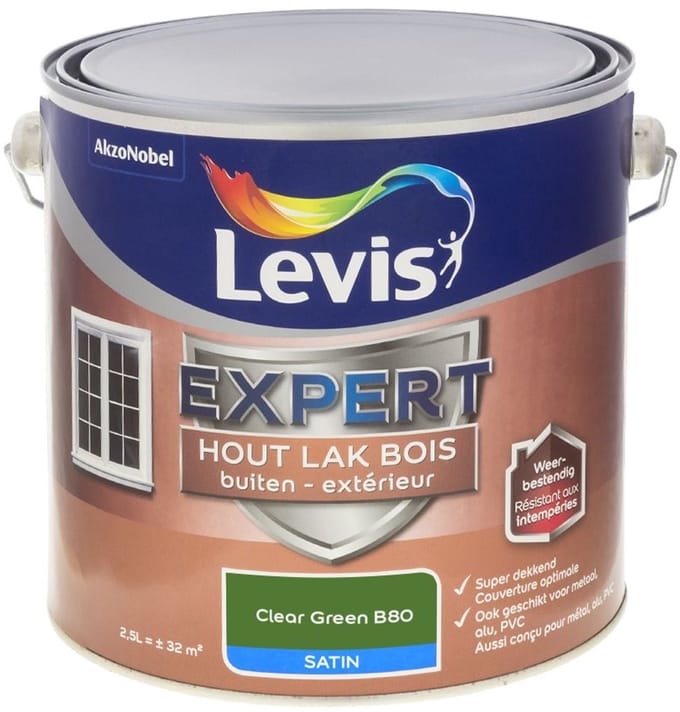 Levis - Expert Hout Lak Buiten Satin Mix - Clear Green B80 - Mengverf - 2,5 L