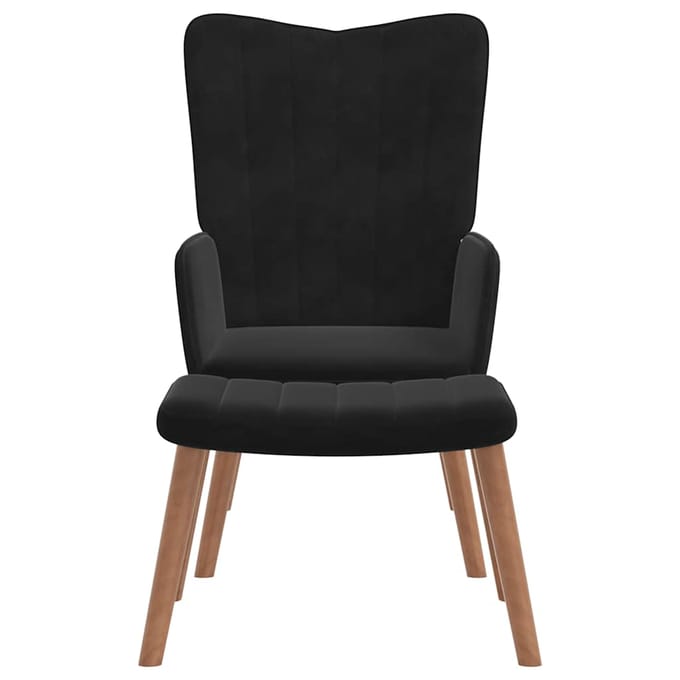 vidaXL - Relaxstoel - met - voetenbank - fluweel - zwart