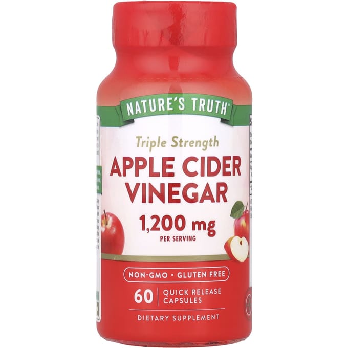 Nature's Truth, Drievoudige Sterkte Appelciderazijn, 1.200 mg, 60 Snel Vrijkomende Capsules (600 mg per capsule)
