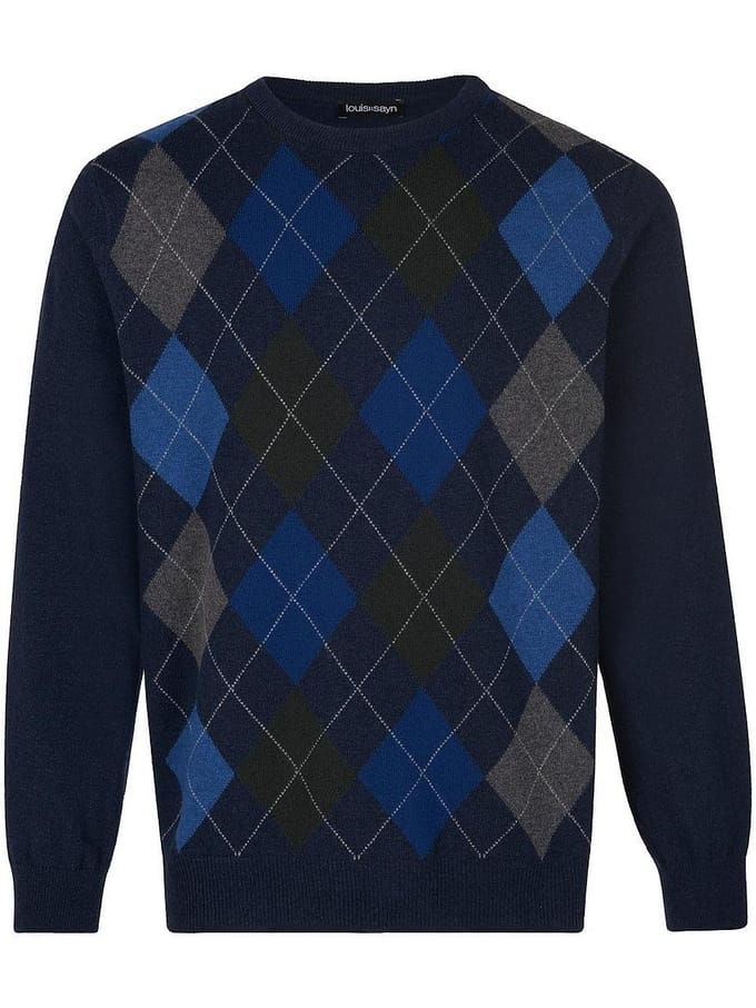 Trui V-hals 100% scheerwol Van Louis Sayn blauw