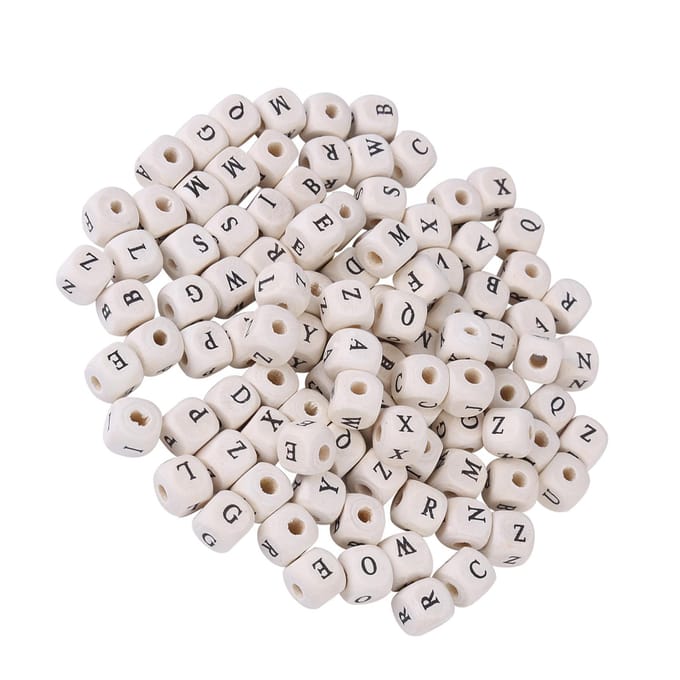 100pcs Mixte Érable Carré Perle Cube Lettre Perles d'Espacement Libres Pour la Fabrication de Bijoux DIY white