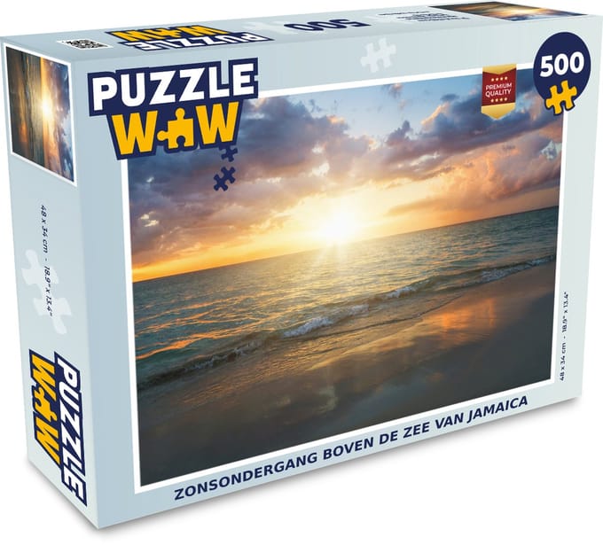 Puzzel Zonsondergang - Wolken - Strand - Legpuzzel - Puzzel 500 stukjes