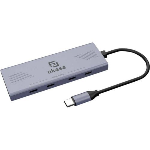 Akasa 10Gbps USB Type-C 4 Port Hub AK-CBCA32-18BK USB-hub 4 poorten USB-A USB 3.2 Gen2 10 GBit/s Met USB-C stekker Aluminium (geëloxeerd)