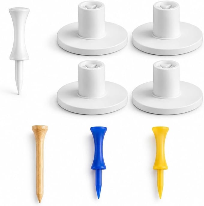 Verstelbare golftees set van 4, rubberen tees voor driving range, golfsimulator en training, ideaal als cadeau voor golfers
