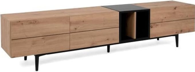 Tv-meubel Ted 195cm 3 Deuren - Eik/zwart