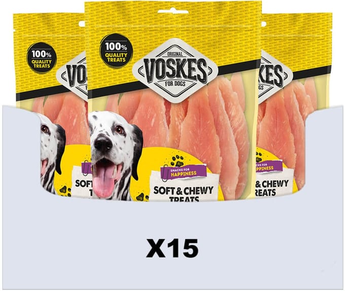 Voskes Hondensnack Kippenborst - 15 x 400 gr - Voordeelverpakking