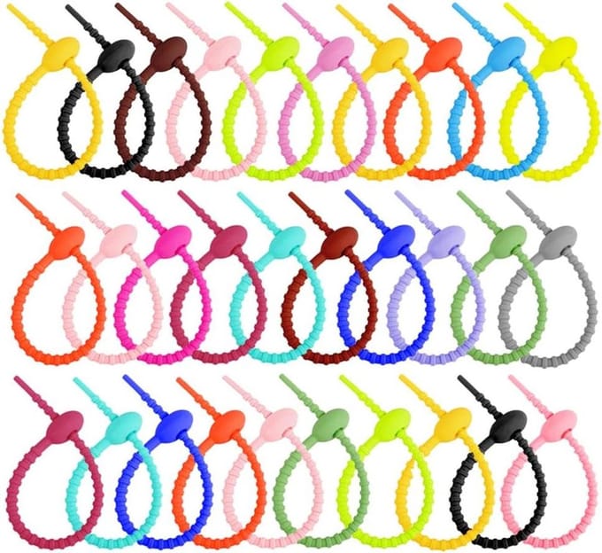 Dailygoods- Siliconen Stropdassen 30 Stuks - Kabelbinders Met Tas
